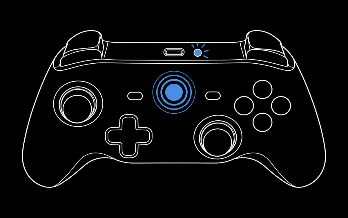 Xbox controllers: hold the Pair button next to the USB port